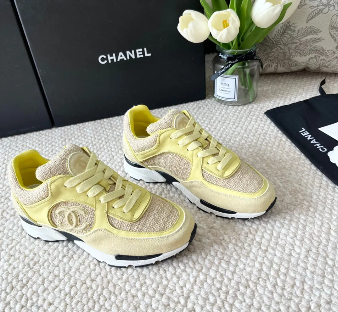 Time-saving AND SNEAKER IN CHANEL TWEED Contemporary SUEDE WOOL LIGHT YELLOW