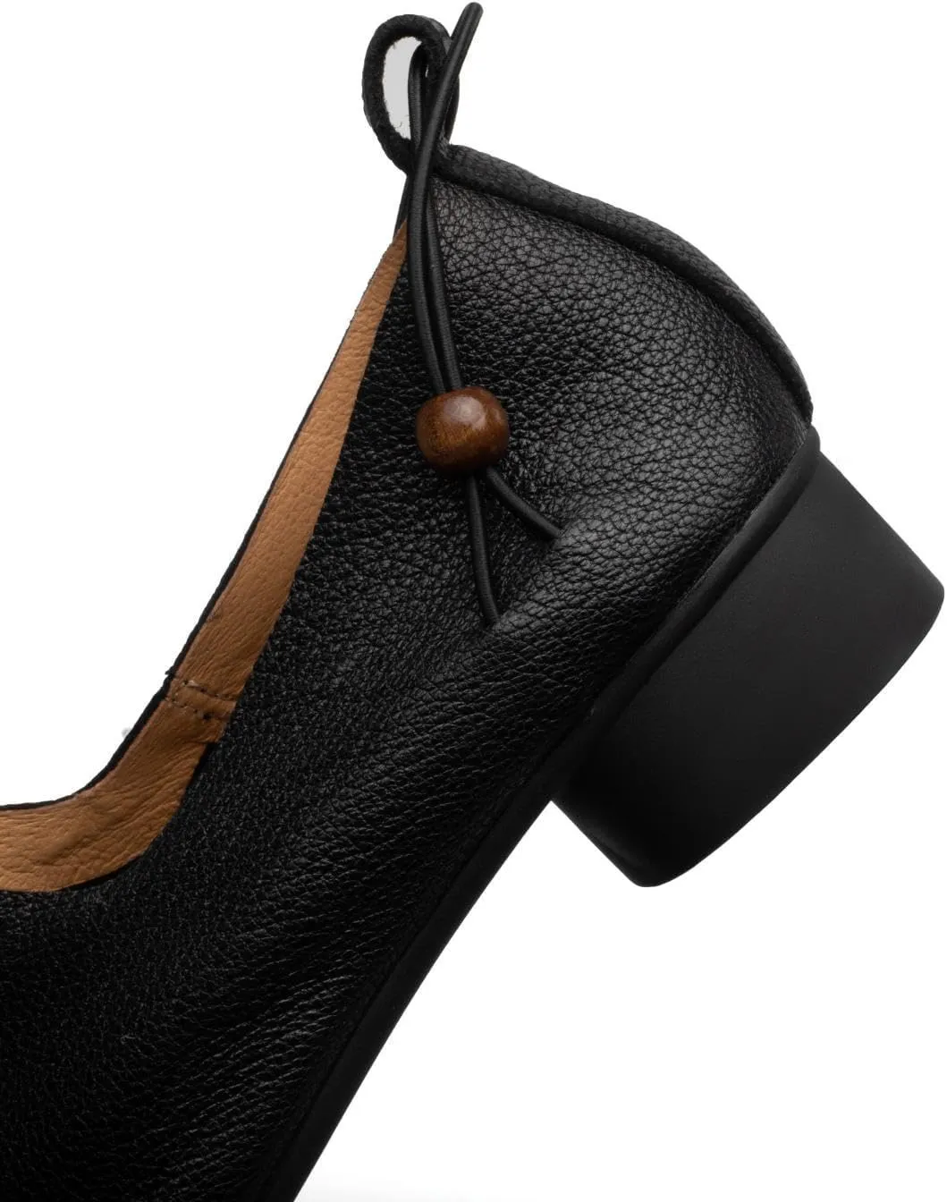 TinaCus Women's Soft Leather Pointed Toe Strings Dress Block Heel Loafers Flats Shoes