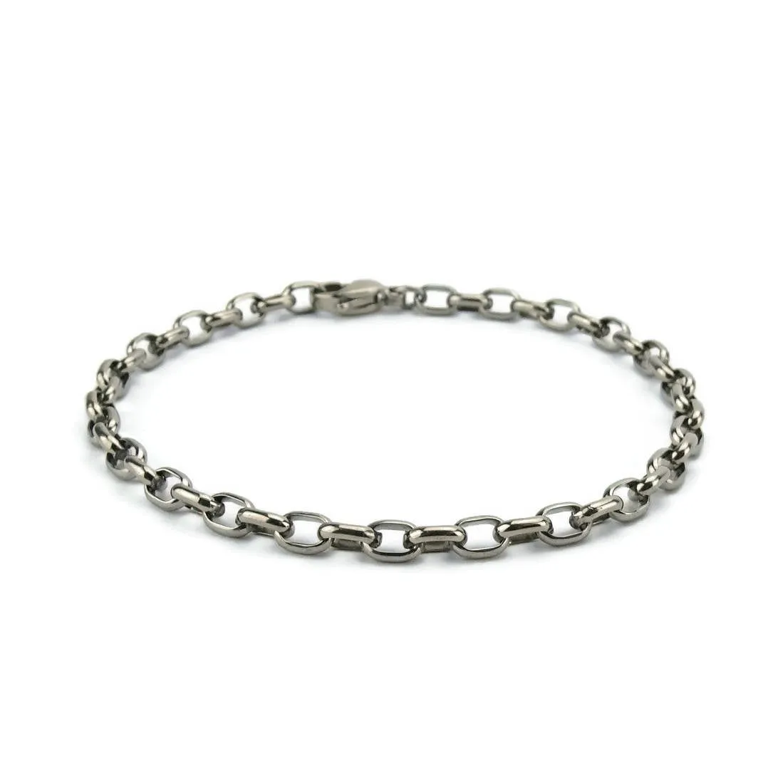Titanium Mens Half Round Oval Bracelet