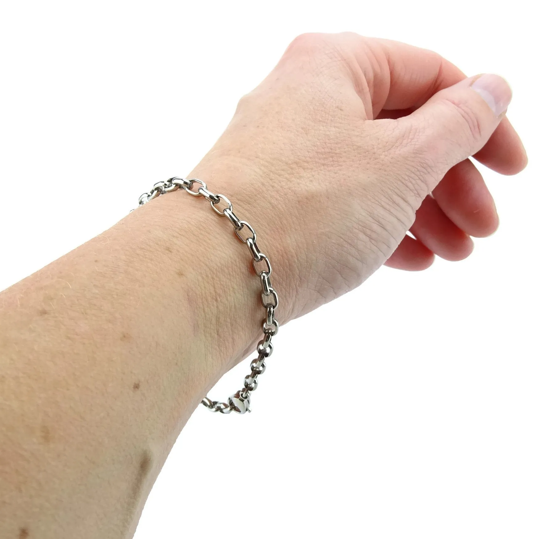 Titanium Mens Half Round Oval Bracelet