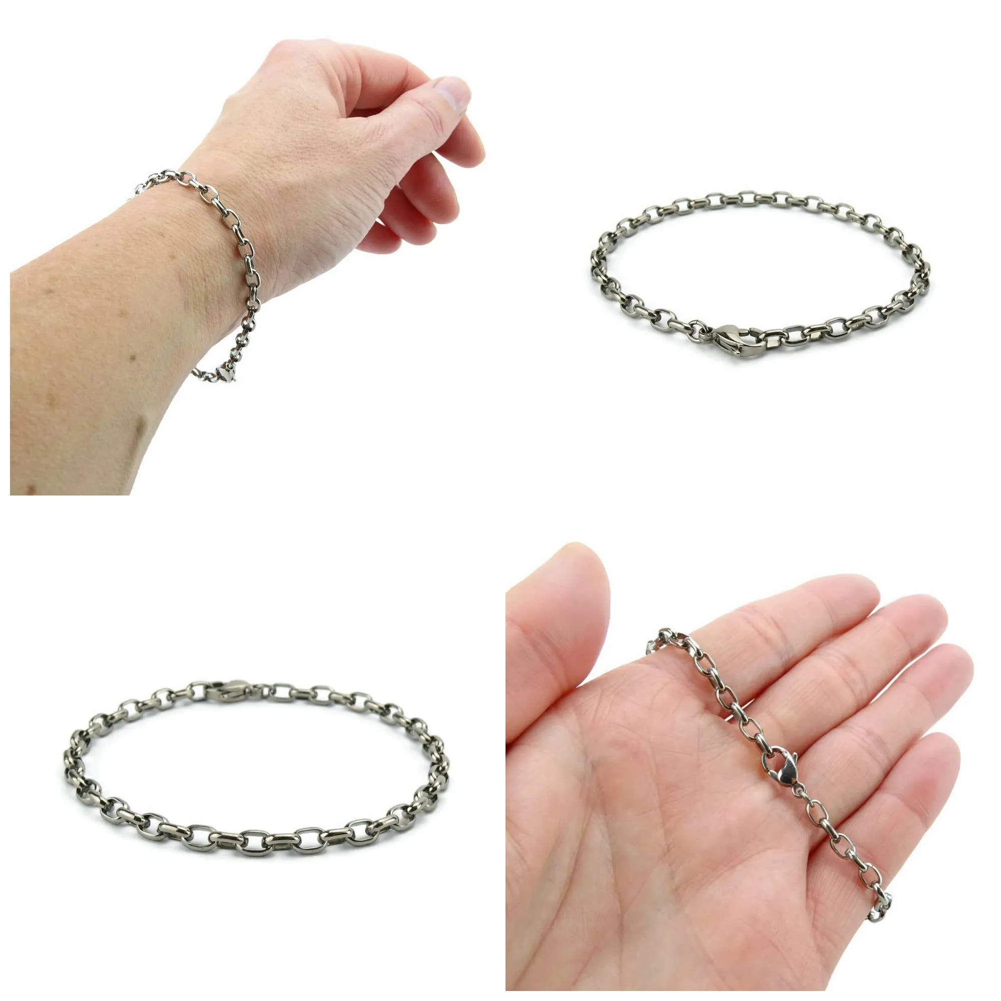 Titanium Mens Half Round Oval Bracelet