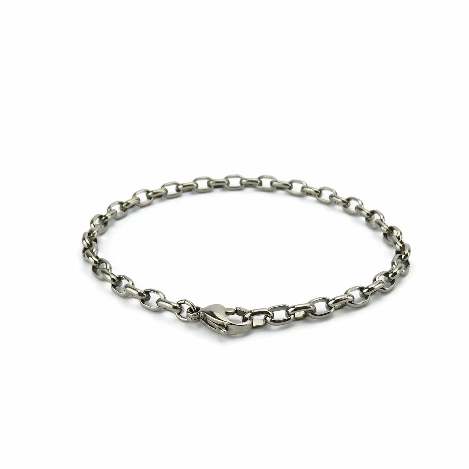 Titanium Mens Half Round Oval Bracelet