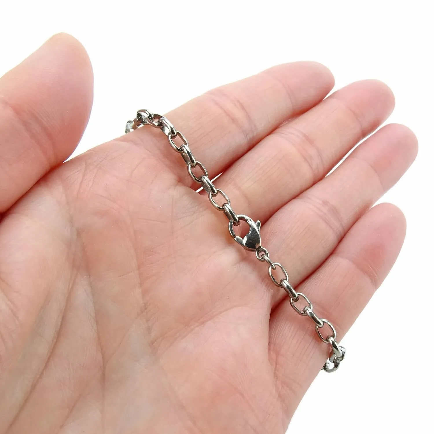 Titanium Mens Half Round Oval Bracelet