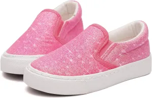 Toandon Toddler Kids Girls Sparkle Slip On Walking Shoes Age 2-10