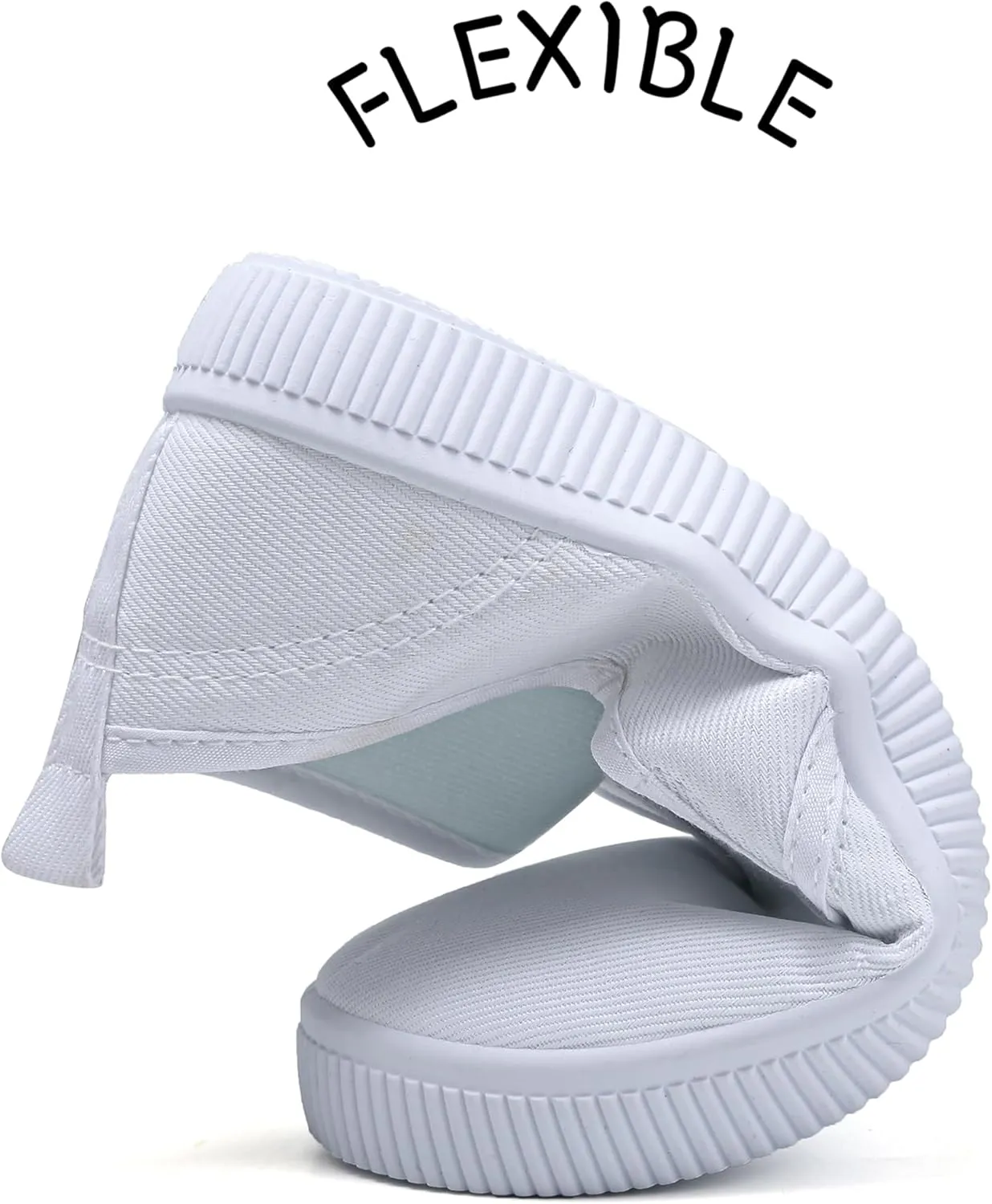 Toddler Kids White Canvas Shoes for Boys Girls Sneakers Slip-on Comfortable Fashion Light Weight Skin-Friendly Causal Running Tennis Shoes (Toddle/Little Kids/Big Kids)