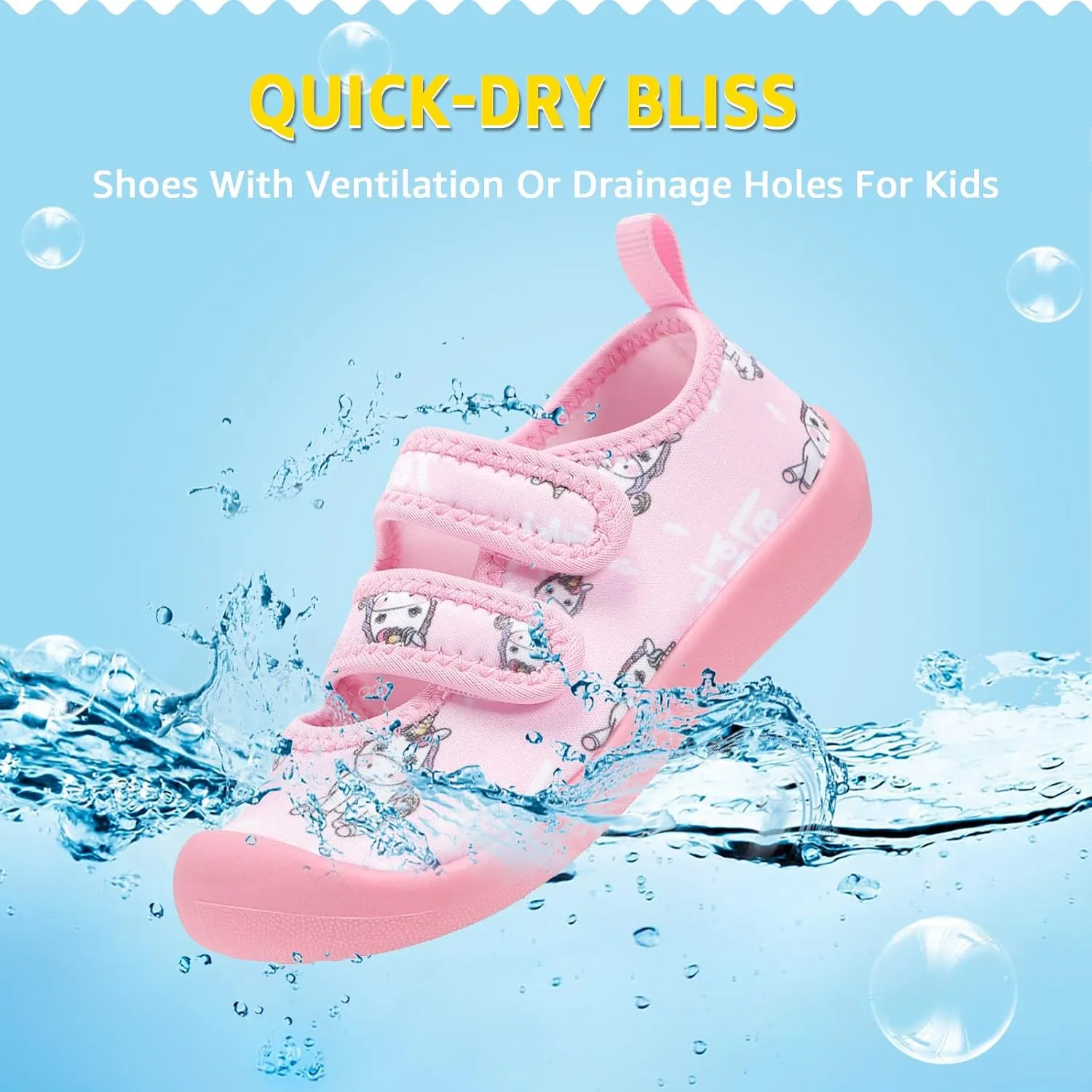 Toddler Water Shoes Boys Girls Unisex Summer Beach Quick Dry Non Slip Hook and Loop Swim Barefoot Aqua Socks