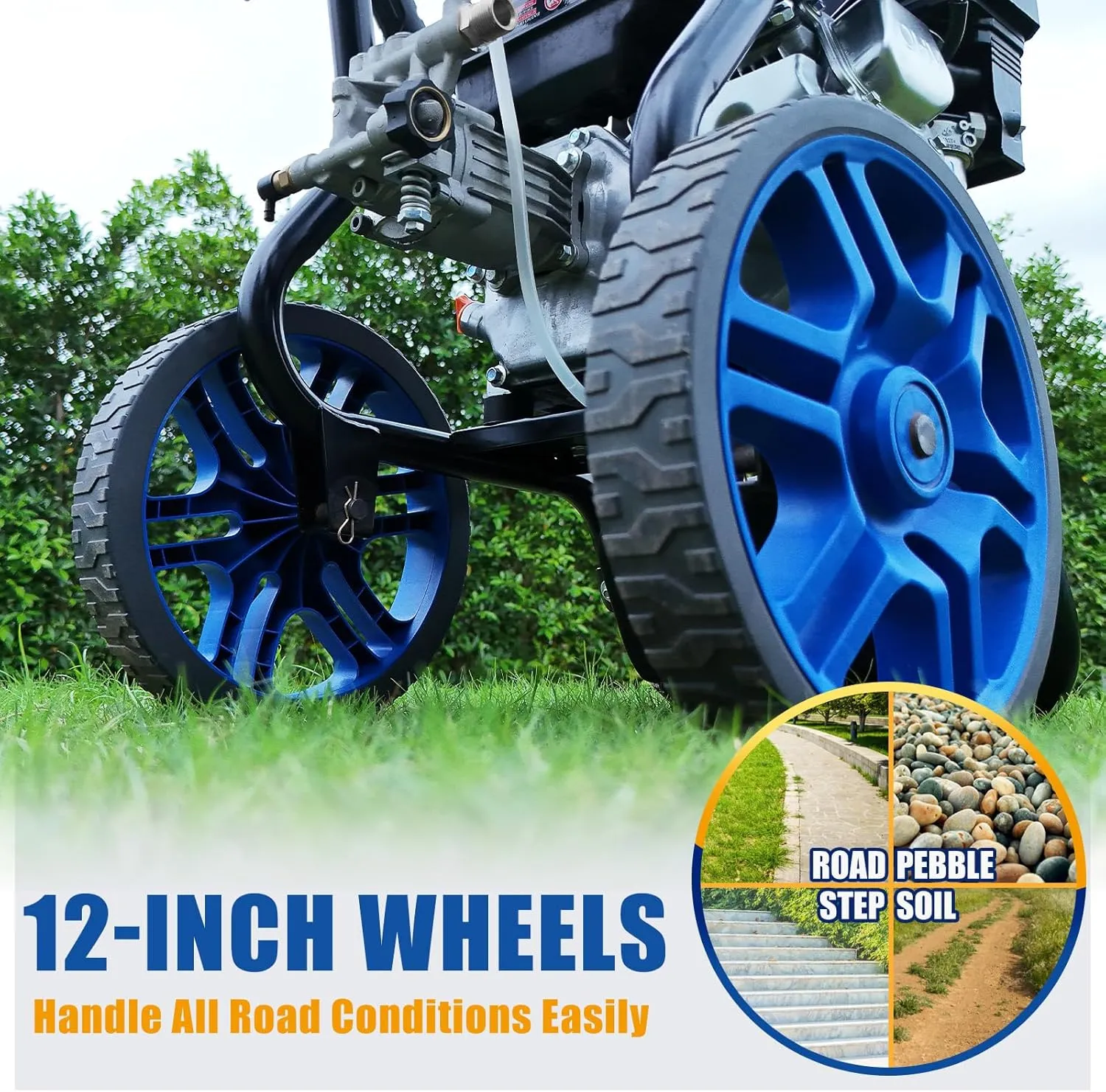 TOOLCY 3200 PSI Gas Pressure Washer, 2.6 GPM Gas Powered Power Washer Reinforced Pump & 209cc OHV Engine, 35FT Pressure Hose, Quick Connect Swivel Pressure Gun, 5 Nozzles for Homes (No Soap Tank)