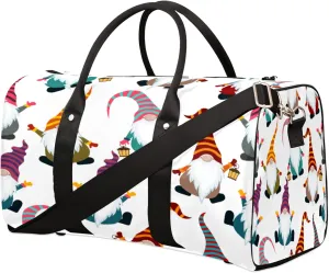 Travel Duffel Bag for Women Men Colorful Christmas Xmas Gnomes Sport Gym Tote Bag Lightweight Waterproof Foldable Weekender Overnight for Hospital Training Swim Yoga Handbag
