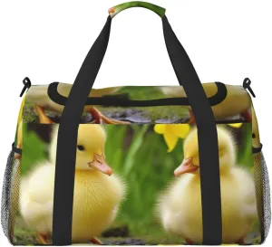 Travel Duffel Bag Lightweight Waterproof Carry On Tote Bag Foldable Weekender Overnight Bags Cute Baby Ducks Sport Gym Bag For Women Men