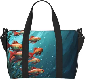 Travel Duffel Bags Personal Item Bag Carry On Luggage Bag Training Handbag Lightweight Waterproof Sports Gym Bag Fish Aquarium Weekender Bag for Women Men, Black, One Size, Travel Duffle
