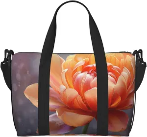 Travel Duffel Bags Personal Item Bag Carry On Luggage Bag Training Handbag Lightweight Waterproof Sports Gym Bag Flower Bloom Weekender Bag for Women Men, Black, One Size, Travel Duffle