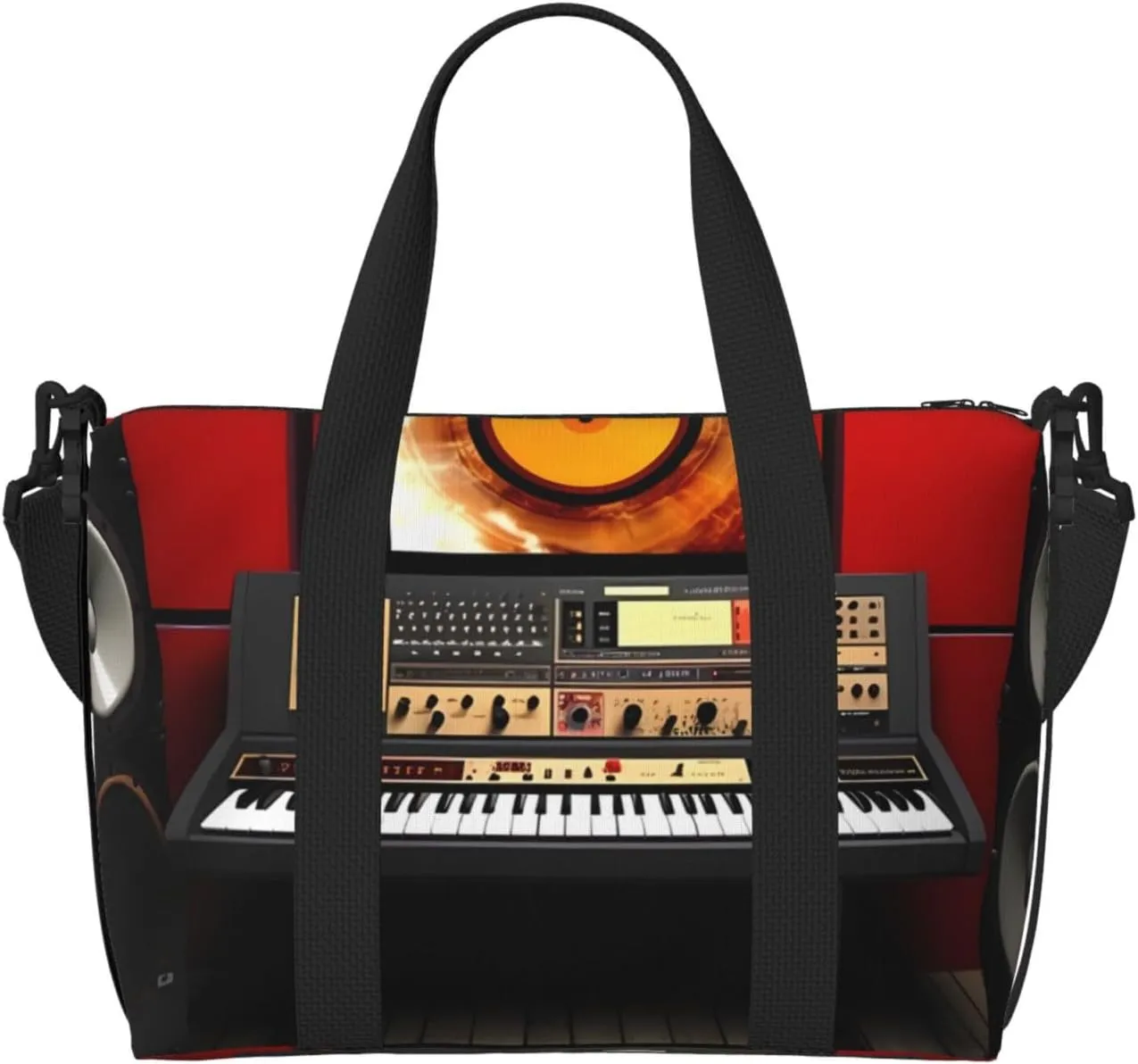 Travel Duffel Bags Personal Item Bag Carry On Luggage Bag Training Handbag Lightweight Waterproof Sports Gym Bag Music Studio Weekender Bag for Women Men, Black, One Size, Travel Duffle