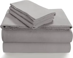 Tribeca Living SOLFL170SSQUSG Solid 5-Ounce Flannel Extra Deep Pocket Silver Grey, Queen Sheet Set