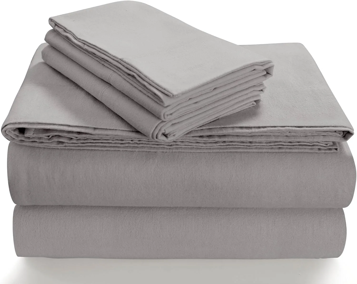 Tribeca Living SOLFL170SSQUSG Solid 5-Ounce Flannel Extra Deep Pocket Silver Grey, Queen Sheet Set