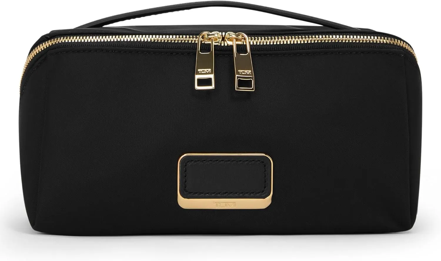 TUMI - Voyageur Dallas Cosmetic Bag - Lay-Flat Travel Makeup Organizer - Packable Travel Bag - Black with Gold Hardware