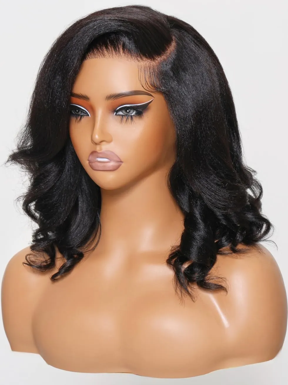 UNICE Light Yaki Loose Wave Bob Wig human Hair Bye Bye knots 13x4 HD Lace Glueless Wigs Human Hair Pre Plucked Pre Cut Lace Ready to Wear Black Color 10 inch