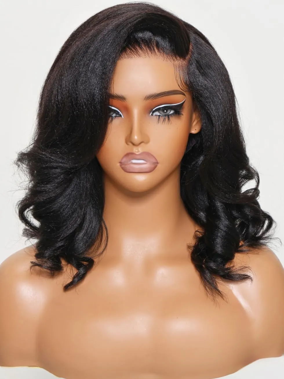 UNICE Light Yaki Loose Wave Bob Wig human Hair Bye Bye knots 13x4 HD Lace Glueless Wigs Human Hair Pre Plucked Pre Cut Lace Ready to Wear Black Color 10 inch