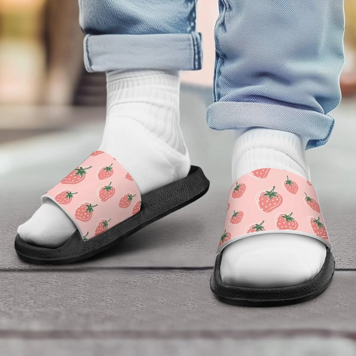 UNICEU Fruit Print Slides Sandals for Kids Quick Dry Comfortable Shower Slippers Slip On Open Toe Water Shoes for Beach