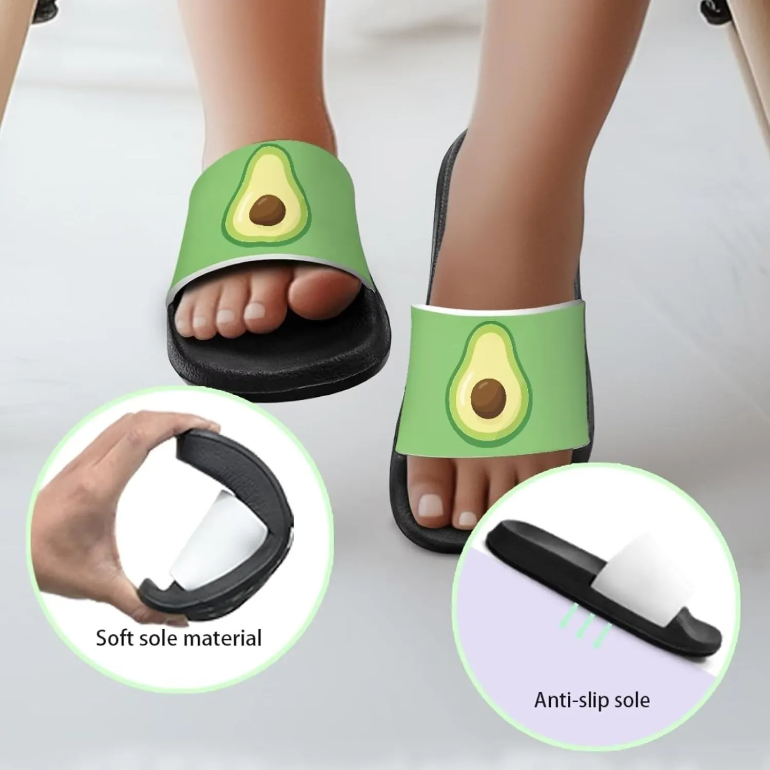 UNICEU Fruit Print Slides Sandals for Kids Quick Dry Comfortable Shower Slippers Slip On Open Toe Water Shoes for Beach