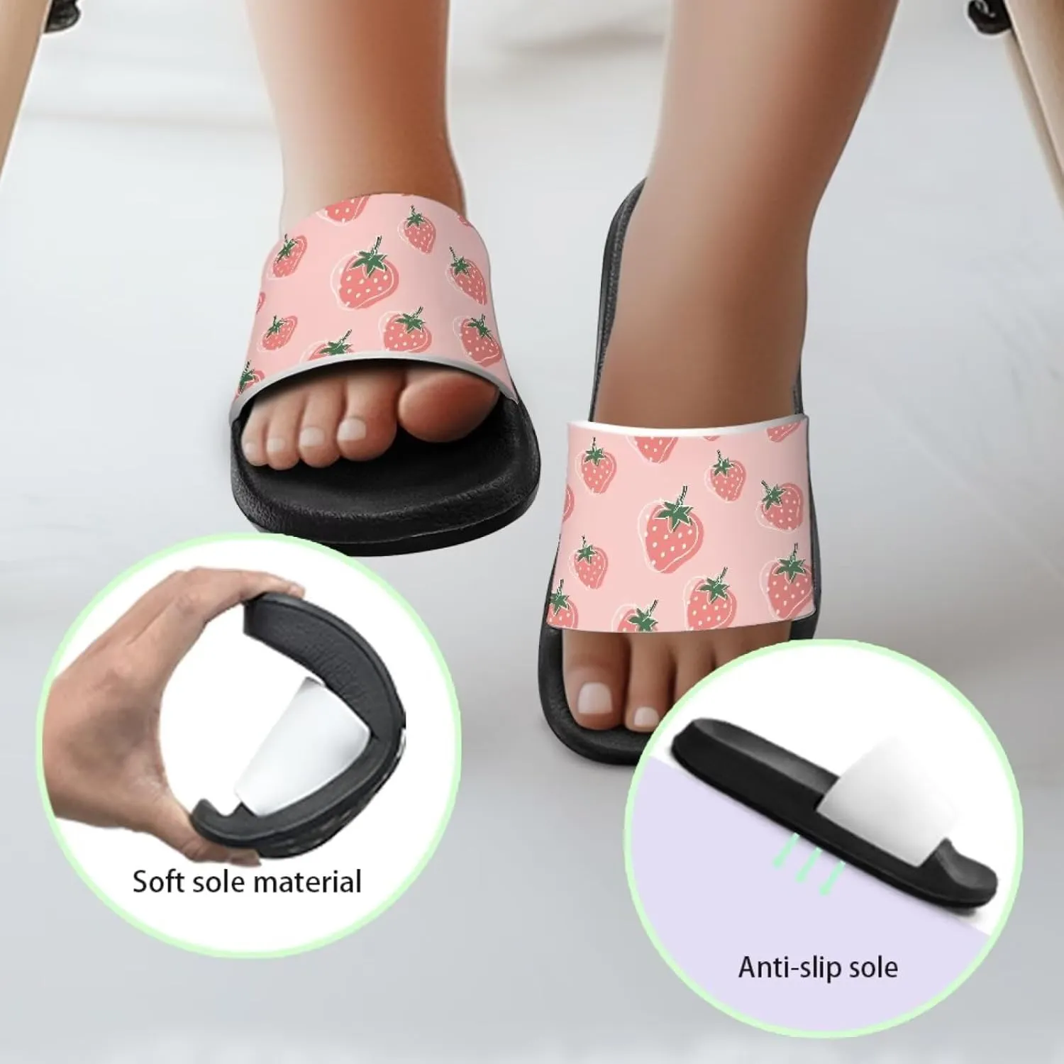 UNICEU Fruit Print Slides Sandals for Kids Quick Dry Comfortable Shower Slippers Slip On Open Toe Water Shoes for Beach