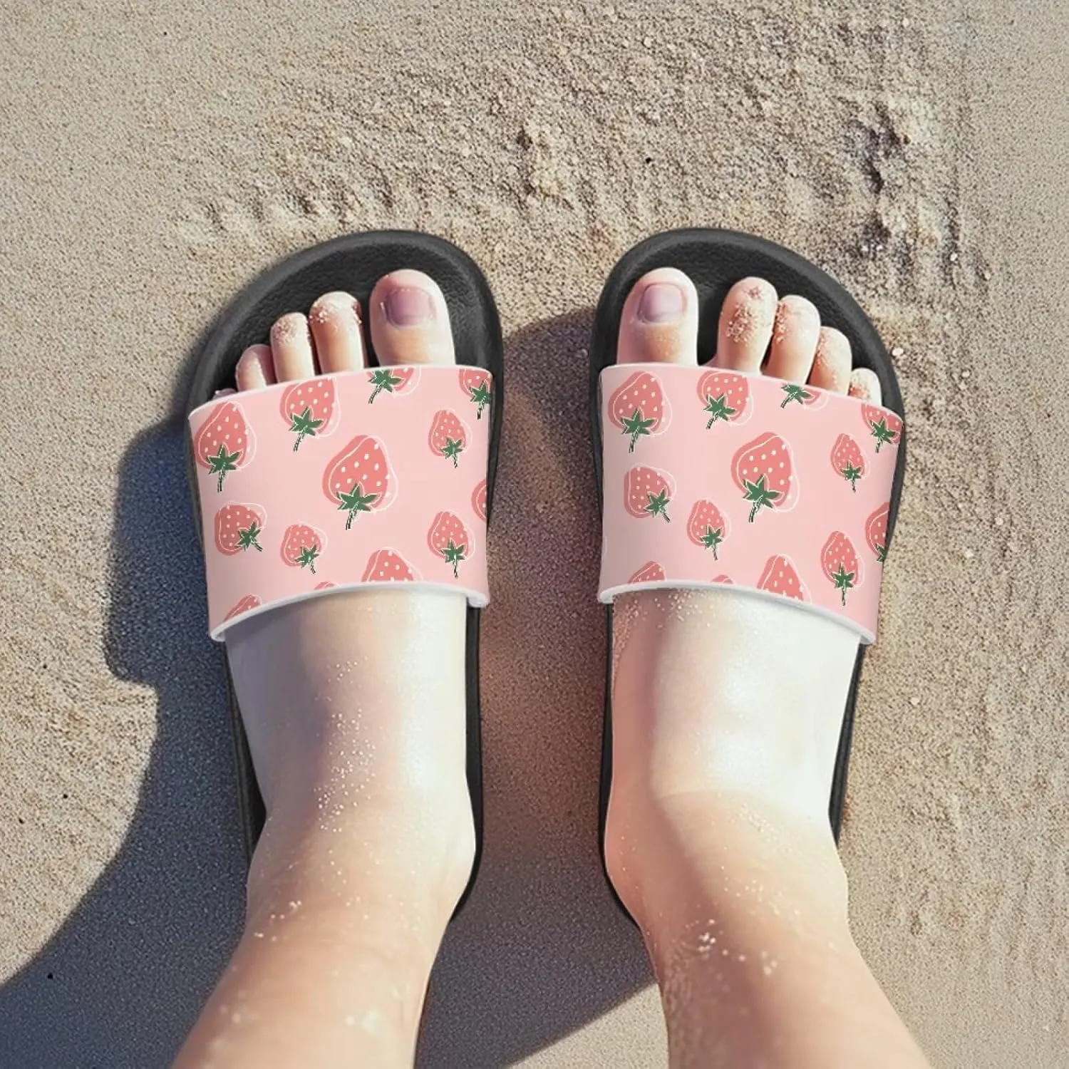 UNICEU Fruit Print Slides Sandals for Kids Quick Dry Comfortable Shower Slippers Slip On Open Toe Water Shoes for Beach
