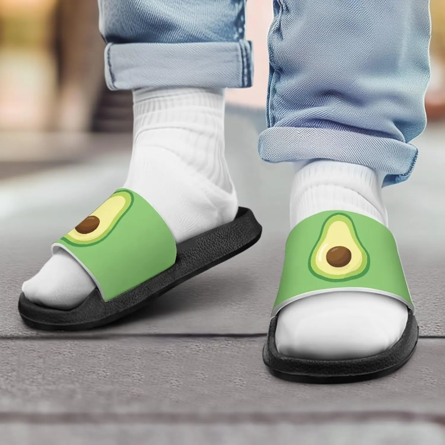 UNICEU Fruit Print Slides Sandals for Kids Quick Dry Comfortable Shower Slippers Slip On Open Toe Water Shoes for Beach