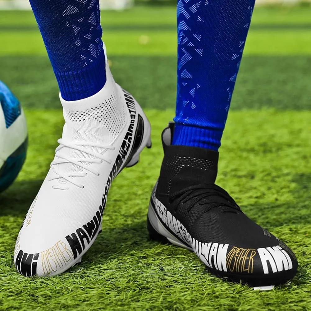 Unisex FG Cleats Training Athletic Non-Slip Long Studs High-Top Football Soccer Shoes for Youth