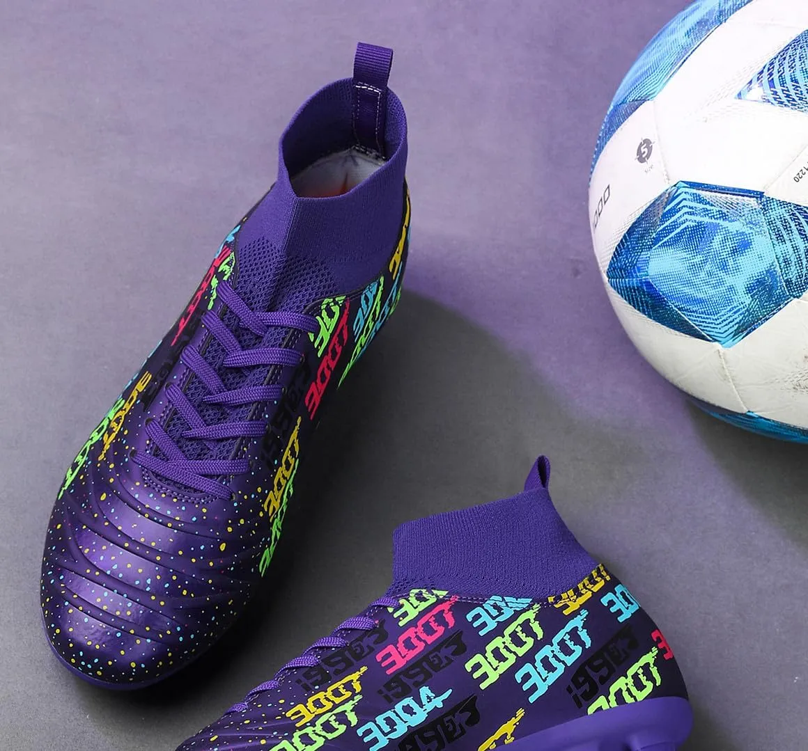 Unisex FG Cleats Training Athletic Non-Slip Long Studs High-Top Football Soccer Shoes for Youth