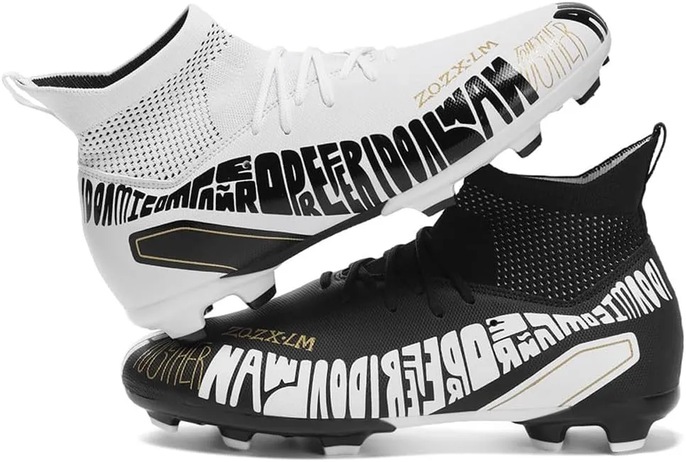Unisex FG Cleats Training Athletic Non-Slip Long Studs High-Top Football Soccer Shoes for Youth