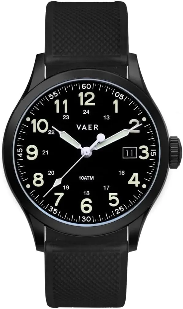 Vaer Men’s Field Watch, Quartz Movement for Accurate Timing, Scratch Resistant Sapphire Crystal, Locking Screw-Down Crown, Iconic Replica of The A-11 Military Watch for Men of WW2 - Gifts for Dad