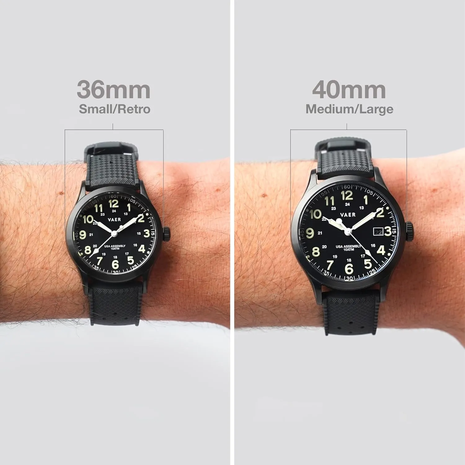 Vaer Men’s Field Watch, Quartz Movement for Accurate Timing, Scratch Resistant Sapphire Crystal, Locking Screw-Down Crown, Iconic Replica of The A-11 Military Watch for Men of WW2 - Gifts for Dad