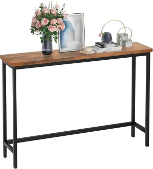 VASMIA Console Table, Entryway Table, Narrow Sofa Table, 39" Hallway Table for Entryway, Living Room, Bedroom, Foyer, Rustic Brown and Black