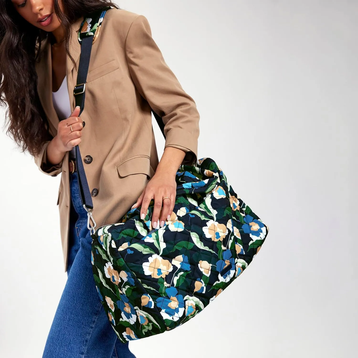 Vera Bradley Women's Performance Twill Medium Travel Duffle Bag, Immersed Blooms, One Size