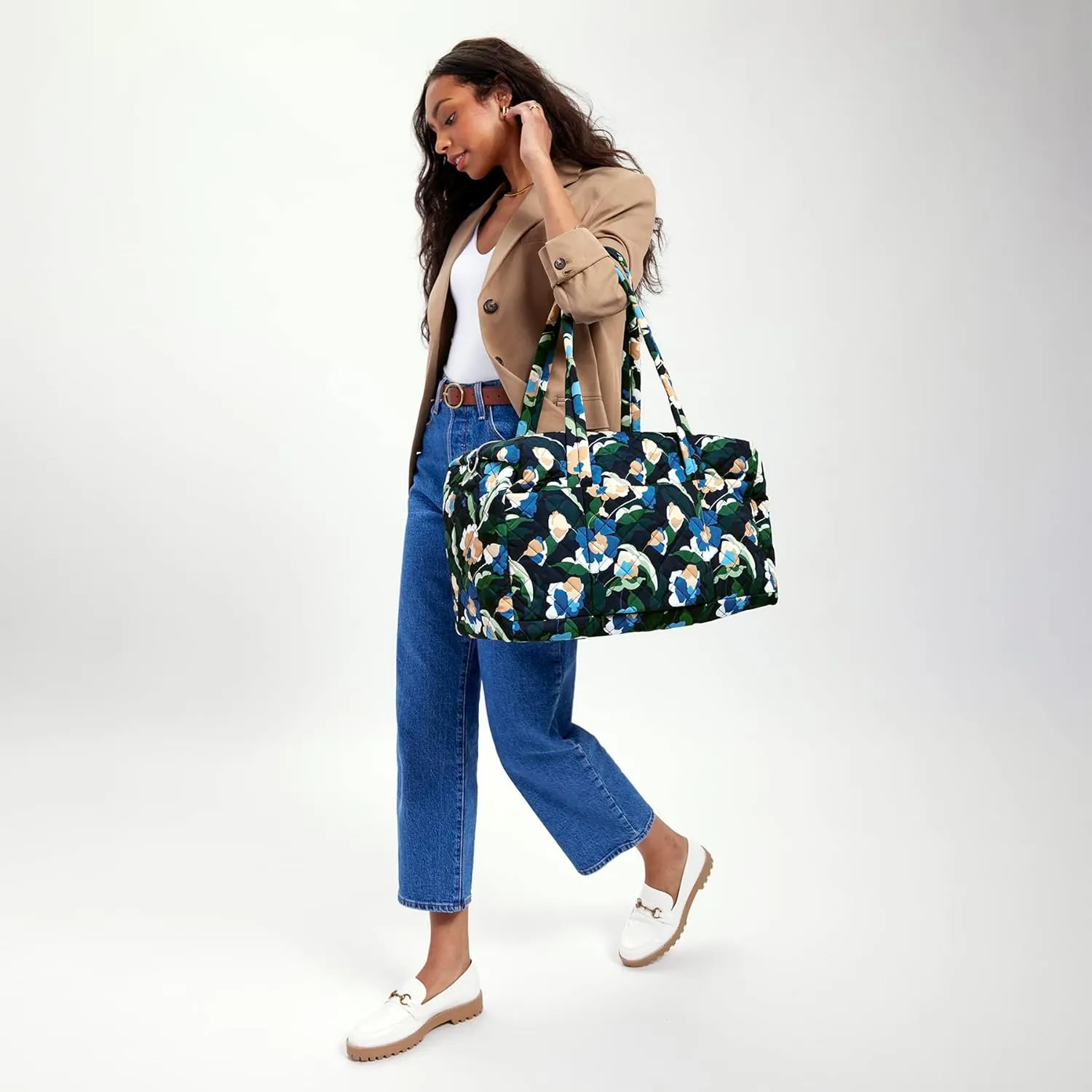Vera Bradley Women's Performance Twill Medium Travel Duffle Bag, Immersed Blooms, One Size