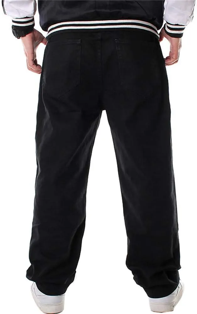 Veroders Men's Baggy Hip Hop Black Jeans- Loose Skateboard Pants Straight Baggy Skater Blue Jeans for Men