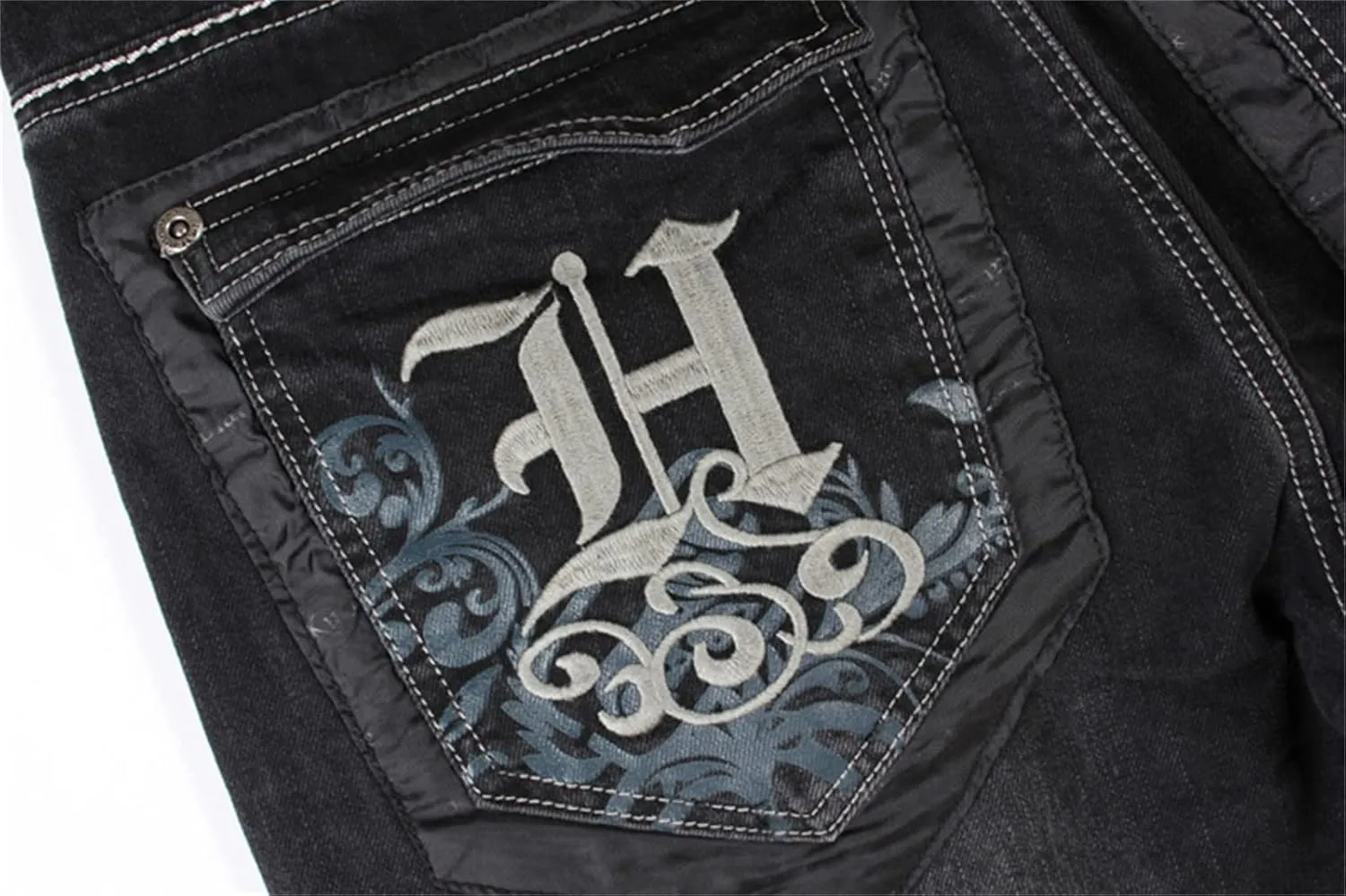 Veroders Men's Baggy Hip Hop Black Jeans- Loose Skateboard Pants Straight Baggy Skater Blue Jeans for Men