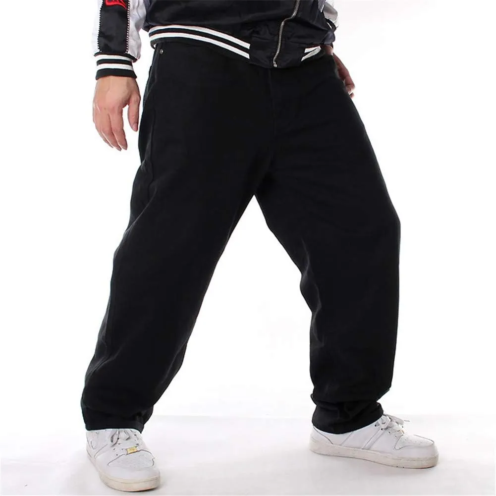 Veroders Men's Baggy Hip Hop Black Jeans- Loose Skateboard Pants Straight Baggy Skater Blue Jeans for Men