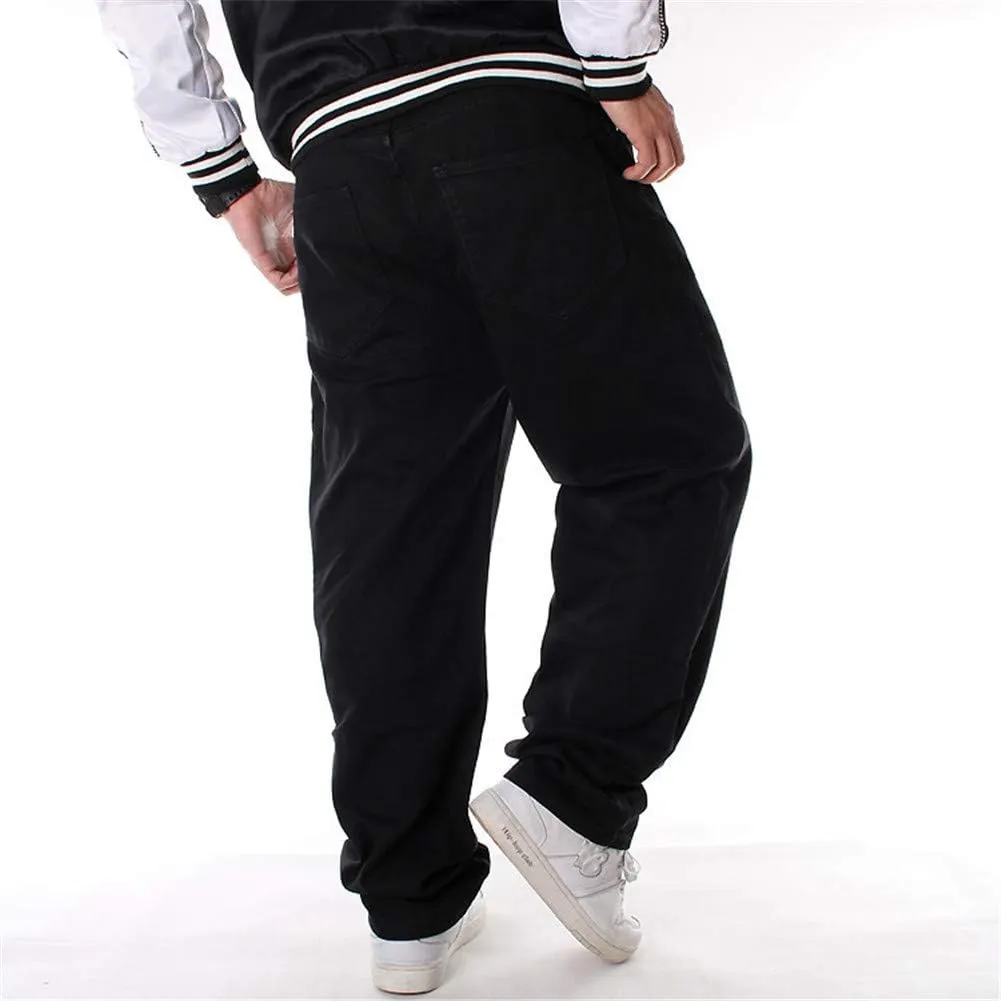 Veroders Men's Baggy Hip Hop Black Jeans- Loose Skateboard Pants Straight Baggy Skater Blue Jeans for Men