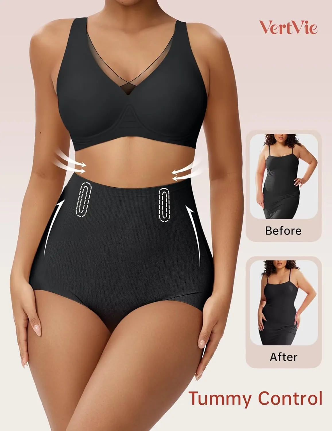 Vertvie Tummy Control Shapewear Shorts for Women Butt Lifting Body Shaper Shorts High Waisted Seamless Girdles Under Dress