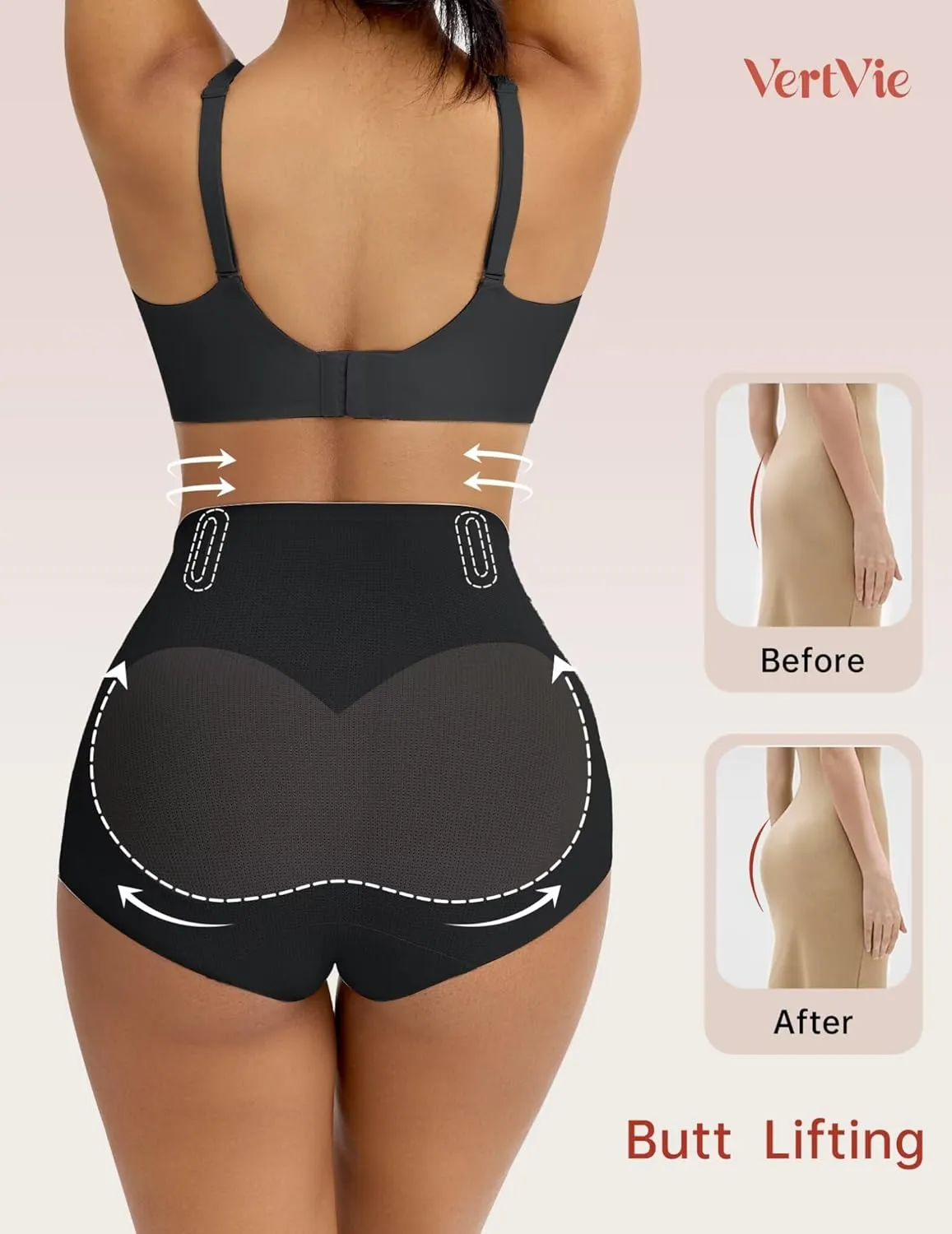 Vertvie Tummy Control Shapewear Shorts for Women Butt Lifting Body Shaper Shorts High Waisted Seamless Girdles Under Dress