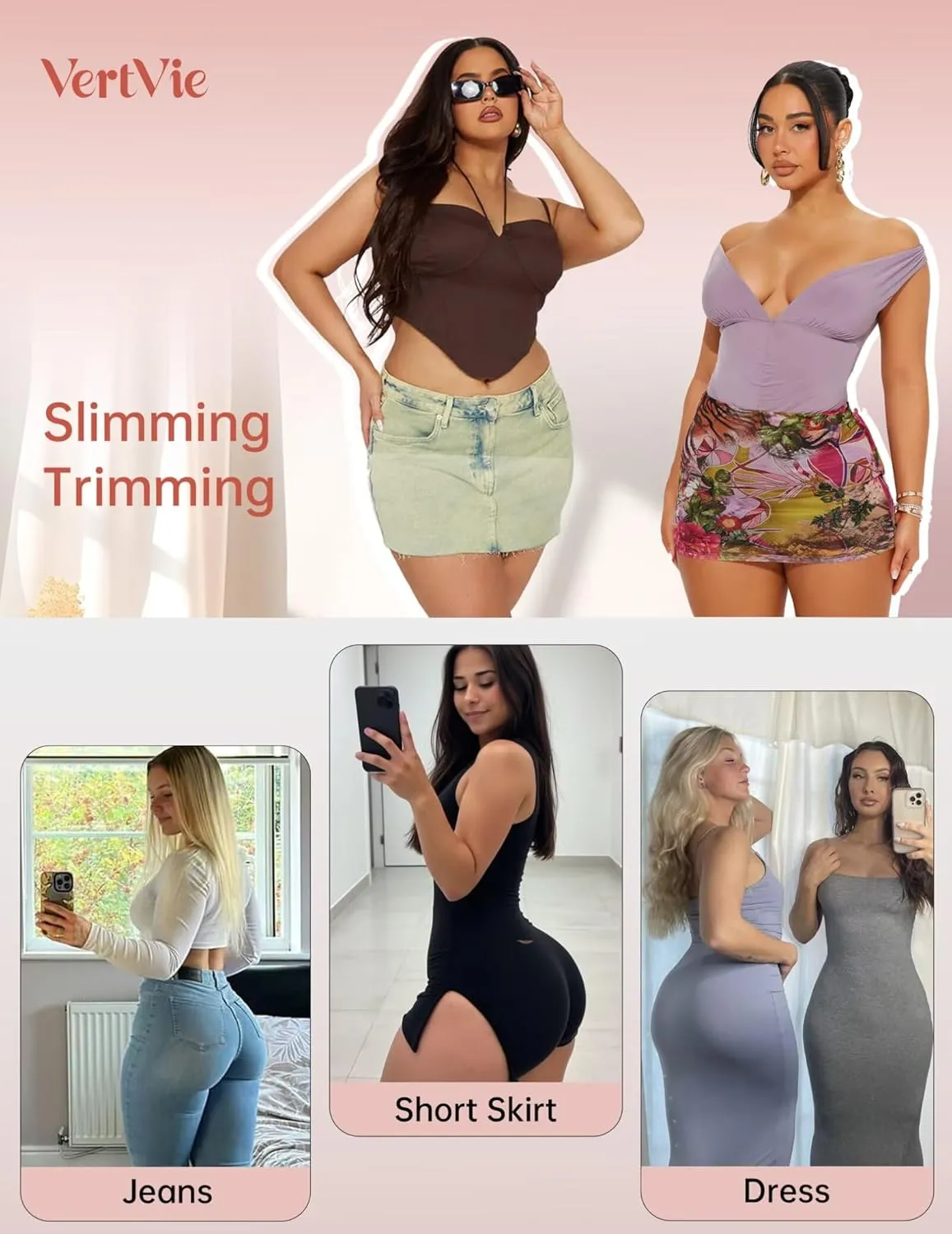 Vertvie Tummy Control Shapewear Shorts for Women Butt Lifting Body Shaper Shorts High Waisted Seamless Girdles Under Dress