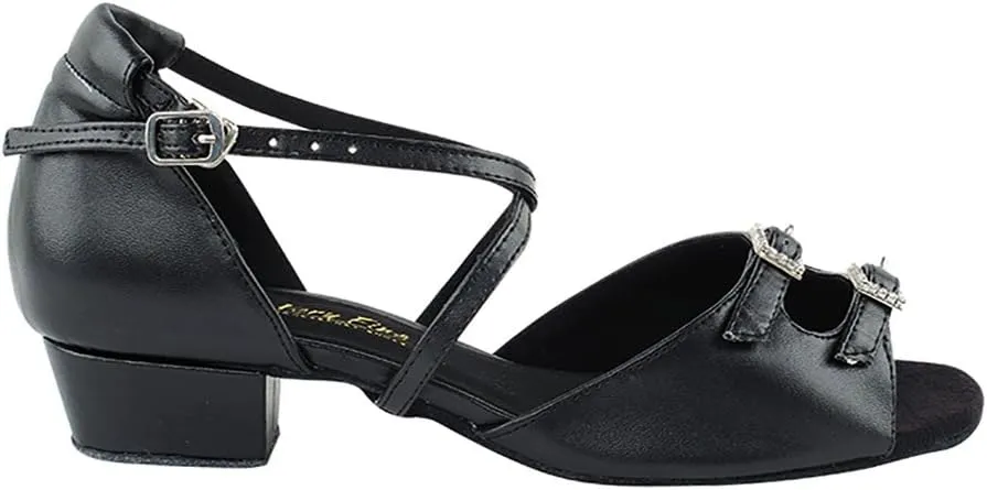 Very Fine Dance Shoes - Ladies Practice, Cuban Low Heel, Waltz Ballroom Dance Shoes - 1620FT - 1-inch Heel and Foldable Brush Bundle