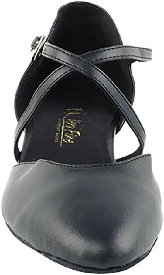 Very Fine Dance Shoes - Ladies Practice, Cuban Low Heel, Waltz Ballroom Dance Shoes - 9691FT - 1-inch Heel and Foldable Brush Bundle