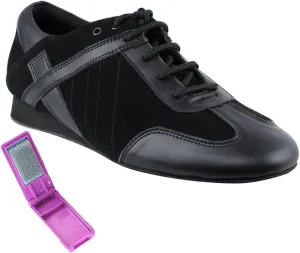 Very Fine Dance Shoes - Mens Latin, Rhythm Ballroom Dance Shoes - SERO106BBX - Flat Heel and Foldable Brush Bundle
