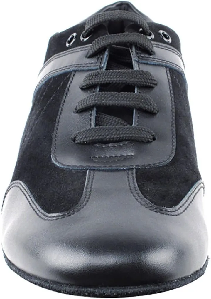 Very Fine Dance Shoes - Mens Latin, Rhythm Ballroom Dance Shoes - SERO106BBX - Flat Heel and Foldable Brush Bundle