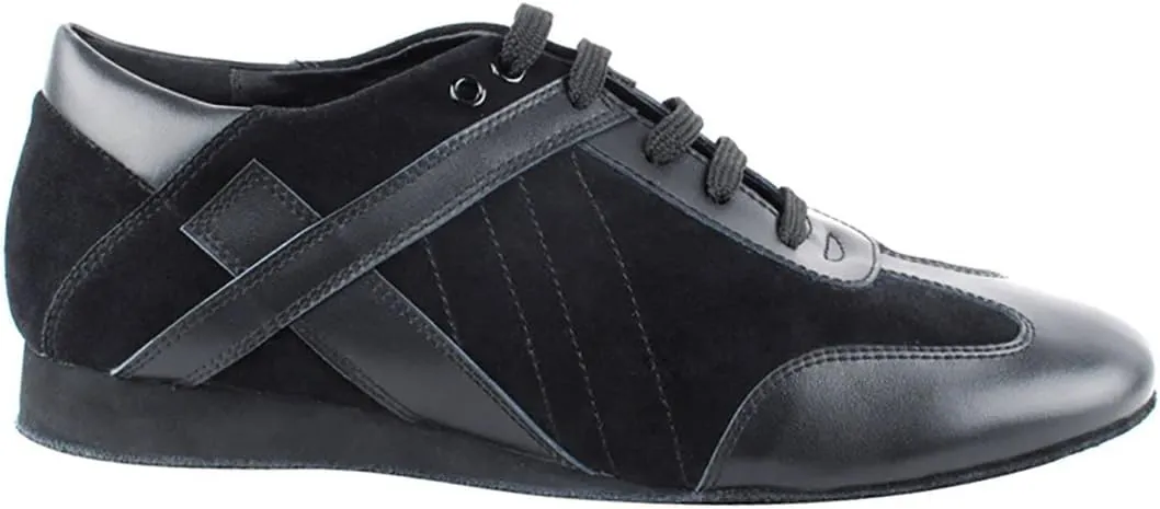 Very Fine Dance Shoes - Mens Latin, Rhythm Ballroom Dance Shoes - SERO106BBX - Flat Heel and Foldable Brush Bundle