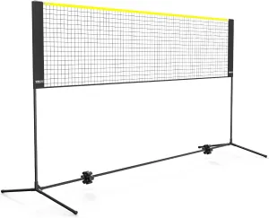 VEVOR Badminton Net, Height Adjustable Volleyball Net, Wide Foldable Pickleball Net, Portable Easy Setup Tennis Net Set with Poles, Stand and Carry Bag, for Kids Backyard Game Indoor Outdoor Use