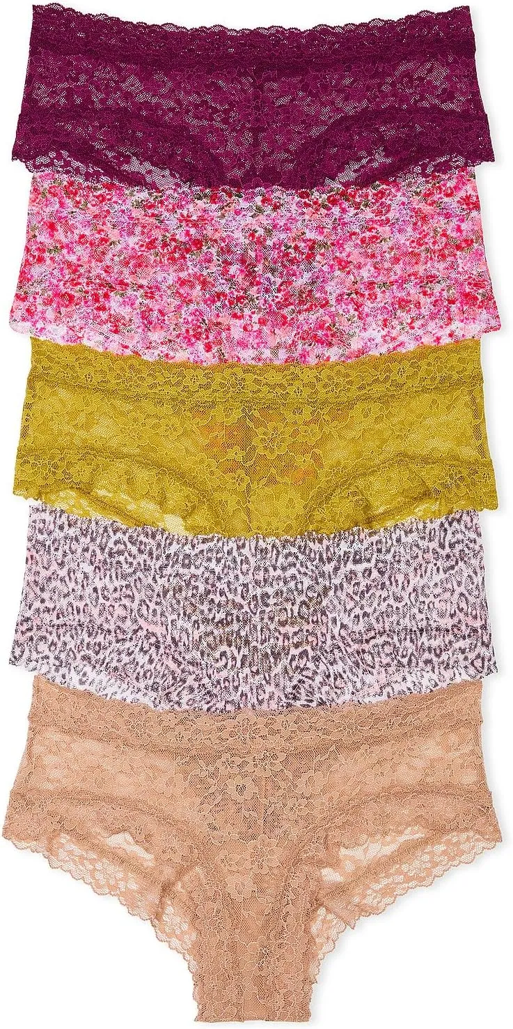 Victoria's Secret Women's Lace Cheeky Underwear, Minimal Coverage Panties for Women, Multi Pack (XS-XXL)