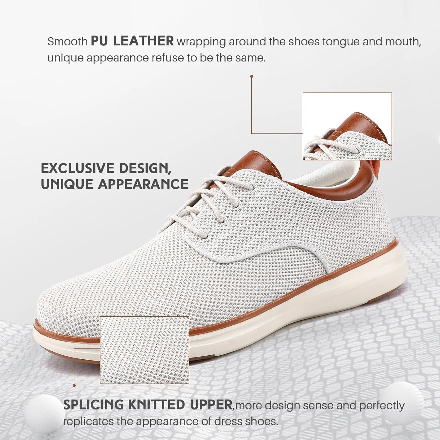 VILOCY Men's Wide Casual Dress Oxfords Business Shoes Fashion Sneakers Mesh Breathable Comfortable Walking Shoes