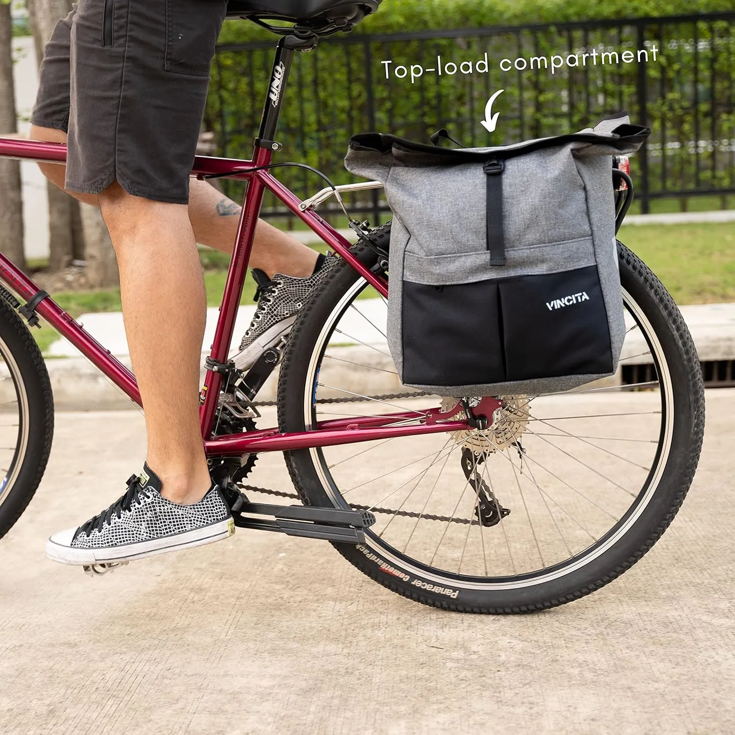 Vincita Top Load Double Pannier Water Resistant Cycling Side Bags - 12 L with Rain Cover, Large, Carrying Handle, Reflective Spots - Bike Rack Carrier Saddle Bag - Bicycle Accessories…